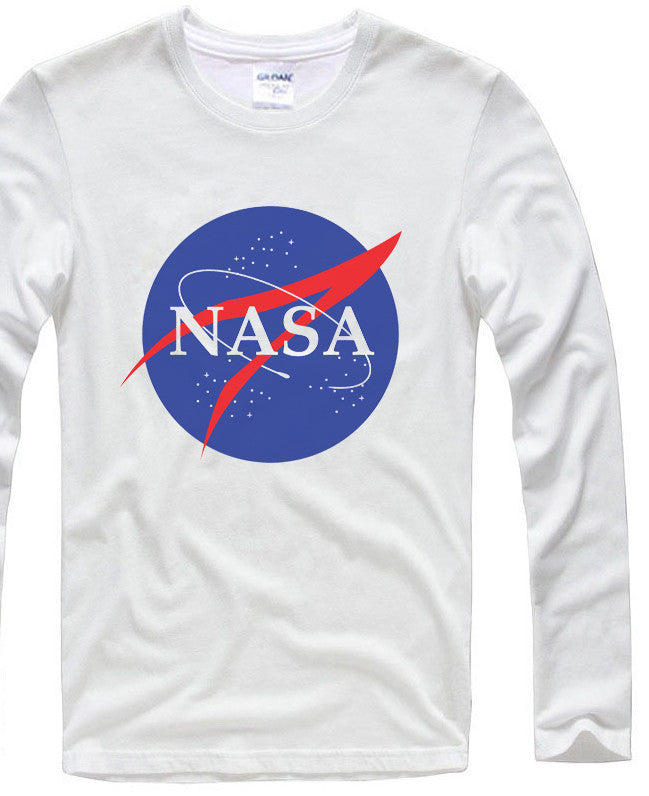 NASA Fashion Men Long Sleeve T-shirts Space Cotton O-neck Loose Tshirts