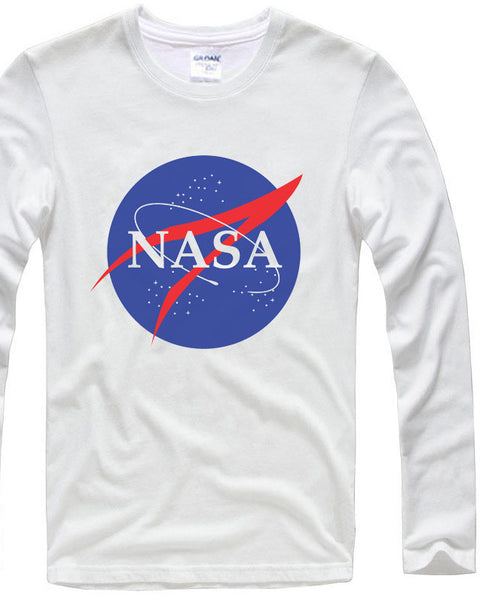NASA Fashion Men Long Sleeve T-shirts Space Cotton O-neck Loose Tshirts
