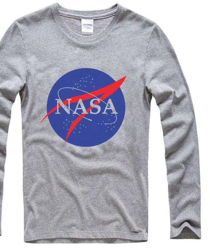 NASA Fashion Men Long Sleeve T-shirts Space Cotton O-neck Loose Tshirts